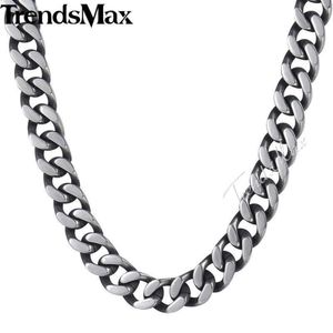 Trendsmax Men's Lace Up Chain, Stainless Steel, Cuban Cut, Silver, 8 / 10 / 12mm, Kknm142 Q0809