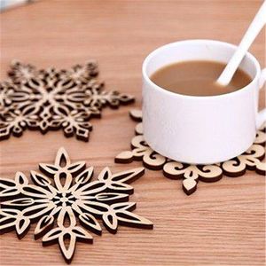 Christmas Snowflakes Wood Cup Mat Christmas Decorations Dinner Party Dish Tray Pad for Home Decor 6 Style KKB2707