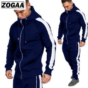 Männer Trainingsanzüge Outwear Hoodies Zipper Sportwear Sets Männliche Sweatshirts Strickjacke Set Kleidung Hosen Plus Größe S-3XL 211220