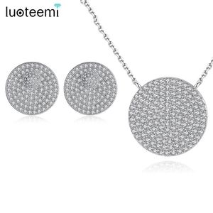 Серьги Ожерелье Luoteemi Большая круглая мода О оптовые украшения для женщин для женщин Высококачественное кубическое цирконие