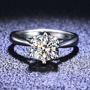 Platinum Excelente corte de diamante teste passado cor alta clareza branco moissanite anel de casamento prata 925 jóias