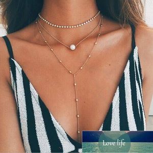 Boho Vintage Multi Layer Pearl Crystal Choker Necklaces for Women Fashion Gold Beads Pendant Necklace Jewelry Gift Factory price expert design Quality Latest Style