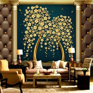 Custom Mural Wallpaper 3d Elegant Green Flower Luxury Wall Decor Living Room Wallpaper