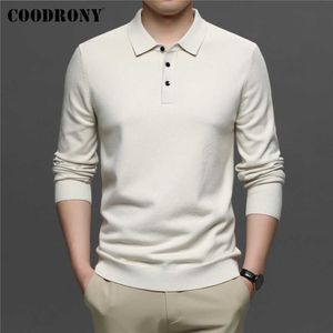 COODRONY Brand Autumn Winter Arrivals Soft Knitwear Jerseys Pure Color Turn-down Collar Sweater Pullover Men Clothing C1314 210909