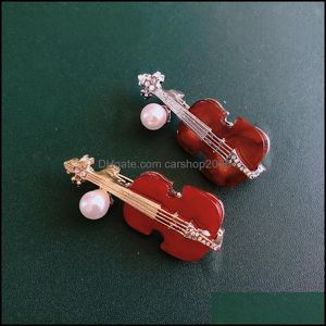 Stift, broscher smycken muylinda unisex violin brosch pin, modedesign form emalj instrument stift kor dräkt lapel dekoration drop leverans