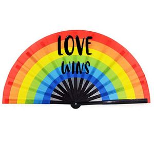 34CM Customized Large Folding Hand Fan Party Favor with Personalized Design Printed Black Bamboo Satin Silk Fabric Festival and Event Gift SN3121