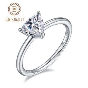 Cluster Rings GEM'S BALLET Brilliant Moissanite 925 Sterling Silver 1.0Ct 6.5mm Trillion Solitaire Engagement Ring For Women