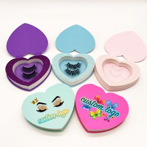 Anpassade logotypögonfranspaket för Mink Lashes 10st per Lot Star Heart Round Shape Lash Box Privat Label Makeup Tools