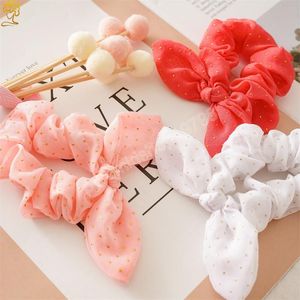 Scrunchies per capelli Donne ragazze Gold Dot Orecchie di coniglio Fasce per capelli Corda elastica Supporto per coda di cavallo Versione coreana Copricapo Accessori per capelli