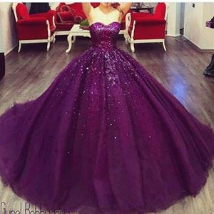 Sparkly Quinceanera Dresses Strapless sequined Sweet 16 Lace 3D Floral Ball Gown Sweet 16 Pageant Gowns