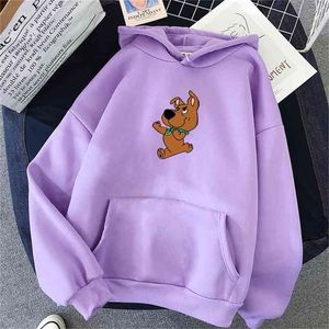 Oversized Cute Dog Print Hooded Sweatshirt Kawaii Hoodies For Women Topp Kläder Kvinna själv Vinter Kvinnor Harajuku Hoodie 210809