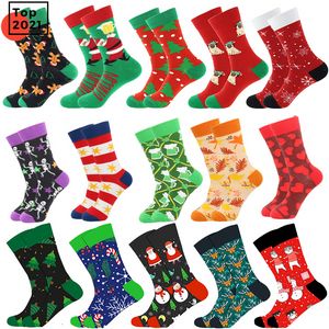 Christmas Tree Snow Elk Gift Cotton Happy Socks New Autumn Winter Christmas Socks Men Funny New Year Santa Claus CO26 mok1