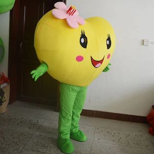 Reklam rekvisita gul hjärta maskot kostym halloween jul fancy party cartoon character outfit kostym vuxna kvinnor män klänning karneval unisex vuxna