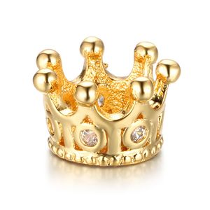 Atacado ouro prata banhado encantos de cobre micro pavimentação Crown Charm Braceletes e colar DIY jóias fazendo