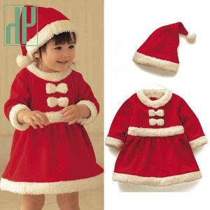 Jul Barnkläder Set Baby Boys Vinter Toddler Kostym Kepsar Suit Santa Cosplay Wear Christmas Gift Klänning För Girls G1023