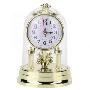 Orologio da tavolo in stile retrò europeo Soggiorno Antico Silenzioso Scrivania Ufficio Allarme Home Decor 211112