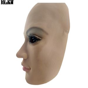 Realistic Female Mask Latex Sunscreen Mask Sexy Women Masquerade Masks Transgender Half Covered Mask Role Play