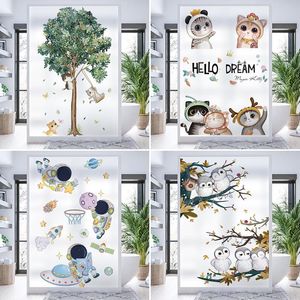 Window Stickers Forest Universe Cartoon Frosted Electrostatic Glass Film Paper Flower Sticker Bathroom Toilet Privacy Opaque