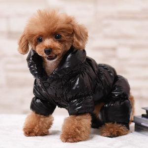 Vinter Svart hundkläder Pet Down Coat Jacket för Chihuahua Soft Fur Hood Cothing Small Medium Puppy Outfit Apparel
