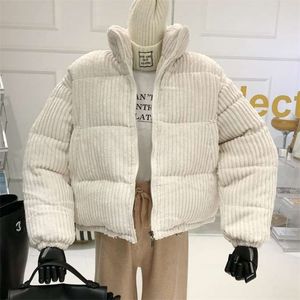 Coreano estilo sólido jaqueta jaqueta casaco mulheres stand collar parkas fêmea morno algodão acolchoado curto casacilhas mulher outwear 210514