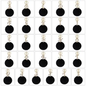 Keychains Fashion Letter Keychain Trendy Creative Black Fluff 26 English Initial Diamond Handbag Keyring Accessories For Women219E