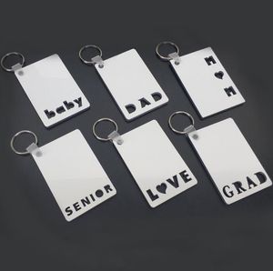 Party Favor Party Favor Sublimation Keychain LOVE GRAD DAD MOM SENIOR Key Chain Creative DIY Gift Blank MDF Keyrings In Stock