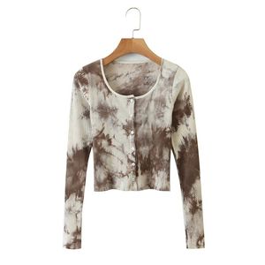HSA Fall Women Tie Sweter Dye i Cardigans Long Sleeve Button Up Khaki Knitwear Casual Tops Sueter Mujer 210417