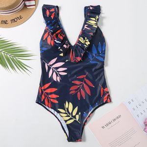 Sexy Ruffle Swimwear Women Plus Size Swimsuit Beachwear Monokini Swimming For Suit Vintage Bodysuit Bathing 210520