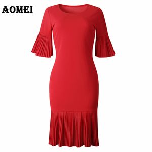 Mulheres vestido retalhos plissados ​​elegantes senhoras officewear elegante azul marinho azul slim túnica femme pacote quadril roupão primavera roupas 210416