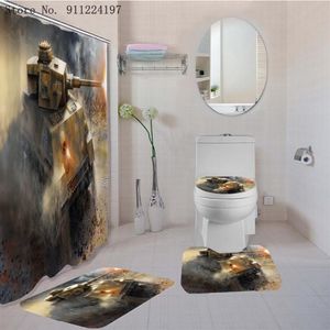 Wholesale tank lid cover for sale - Group buy Shower Curtains D Tank Printing Bathroom Non slip Mat Set Piece Waterproof Curtain Pedestal Rug Lid Toilet Cover Bath Rugs