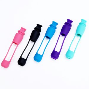 5.1inch Glass smoking cigarette holder with cigarettes holders sleeve Clear Water Bong Silicone Case Tube For Tobacco