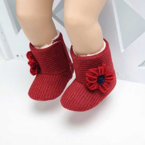 2018 Winter Warm Knit Boots Toddler Spädbarn Soft Sole Shoes Flower Baby Shoes Baby Girls Boot Newborn Boots 0-18m G1023