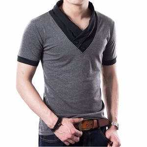 Moda verão homens t-shirt engraçado magro ajuste em v-pescoço de manga curta de algodão personalidade cinzenta camiseta masculino plus tamanho 5xl tops 210518