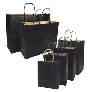 10 st mångsidiga Presentväskor med handtag Multi-Function High-end Black Paper Bags 6 Size Recycrable Environmental Protection Bag 211108