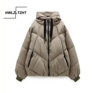hwlzltzht 겨울 따뜻한 눈 여성 후드 파카 다운 재킷 면화 패딩 여자 코트 두꺼운 캐주얼 파크 211013