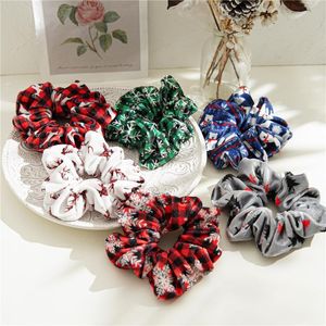 Xmas Tree Elks Fiocco di neve Modello Fasce elastiche per capelli Cravatta Coda di cavallo Copricapo Natale Capelli Scrunchie Flanella Velluto Anello per capelli