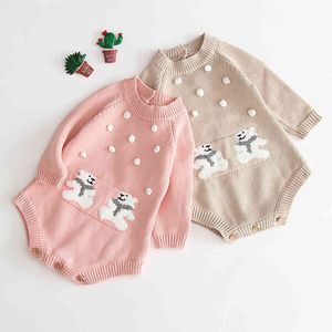Autumn Winter Baby Girl Rompers Long Sleeves Little Bear born Knit 0-3Yrs 210429