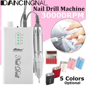 30000RPM Rechargeable Electric Nail Drill Machine Cordless Manicure Pedicure - Red