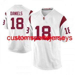 Stitched Men's Women Youth USC Trojans # 18 J.T. Daniels Jersey White NCAA Football 20/21 Personalizza qualsiasi nome numero XS-5XL 6XL