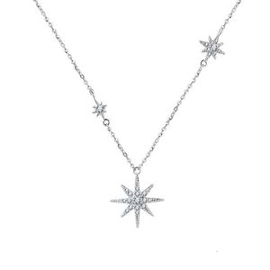 Popular Design Necklace Japanese and Korean Temperament Women's S925 Silver Bright Six Pointed Star Pendant 2021