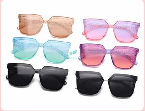 Fashion Kids Sunglasses Boys Girls sequins crystal Square frame glasses children UV400 beach sunblock A6448