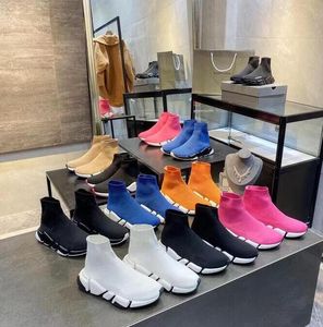 2021 Designer Socks Shoes Woman Shoe Fashion Sexig Sticked Elastic Sock Boots Man med låda storlek 35-45