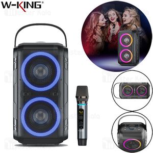 W-King T9 Karaoke Bluetooth RGB LED Speaker 80W high power outdoor Loudspeaker Portable TWS Speakers support TF Card,USB disk,wireless microphone for TV,Home,Party