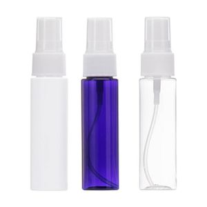 Pusta butelka z tworzywa sztucznego Białe Blue Clear Flat Ramię Spray Pet Press Pompa z pokryciem Przenośne Kosmetyczne Refillable Container 30ml