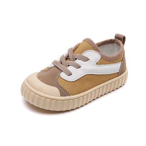 2021 Nya Mode Barnens Casual Skor Koreanska Canvas Biscuit Skor Lace-up Flats För Toddler Kids Boys Girls Sneakers G1025