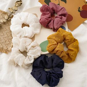 Hair Accessories Seersucker Scrunchies Solid Color Hair Tie Bands Elastic Women Girls Headwear Ponytail Holder 5 Designs Optional BT6543