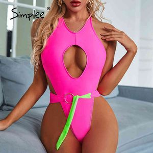 Black Swimwear Mulheres Alta Corte Bodysuits Monokini Bathers Banhos Sexy Sexy Hollow Out Pedaço Swimsuit Feminino 210414