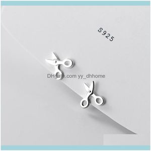 Stud Jewelrystud 100% Pure 925 Sterling Sier Cute Small Scissor Earrings Gift For School Girls Daughter Ear Tools Stylish Jewelry Drop Deliv