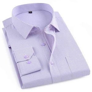 マクロセアクラシックスタイルメンズ格子縞のシャツ長袖メンズカジュアルシャツ快適な通気性メンズオフィス - ウェア服210708