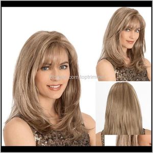 Synthetic Products Drop Delivery Z F Light Brown Wigs Inch Curly Fluffy Medium Long Wave Hair Wig Bang Sexy Women Christmas Gift Girl